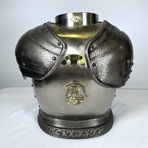 Vintage Knight's Metal Armor Breastplate Liquor Swivel Table Top Bar Medieval